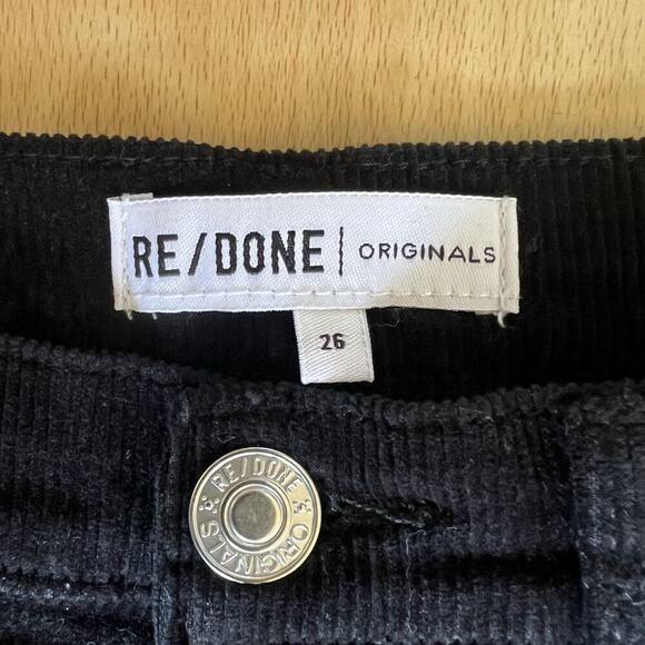 Re Done Women Size 26 High Rise Black Corduroy Straight Leg - Picture 2 of 8